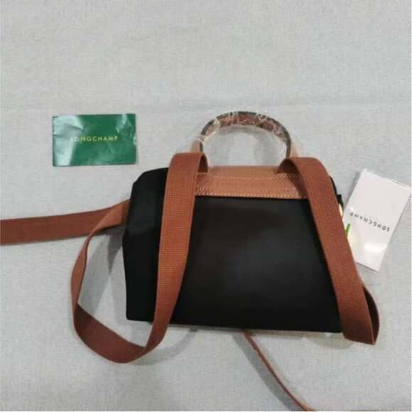 New Longchamp Black Backpack with Brown Accents - Picture 5 of 8